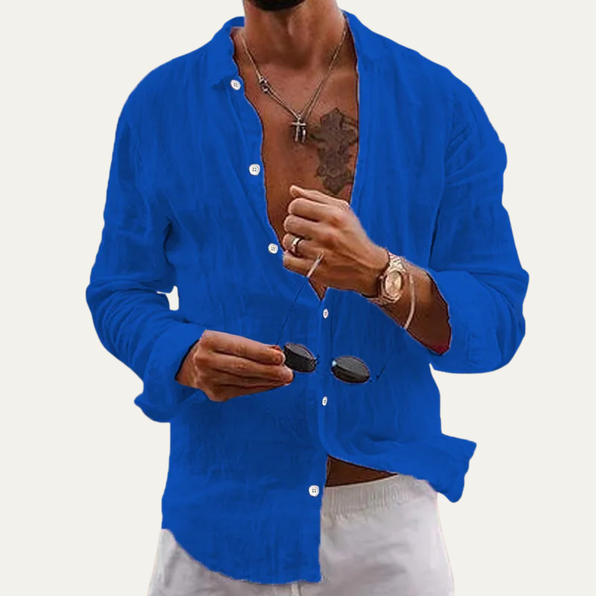 The Oristano Men’s Cotton Linen Button-Up Summer Shirt
