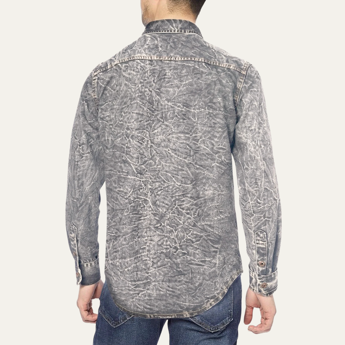 The Windcrest Men’s Casual Button-Up Vintage Denim Shirt