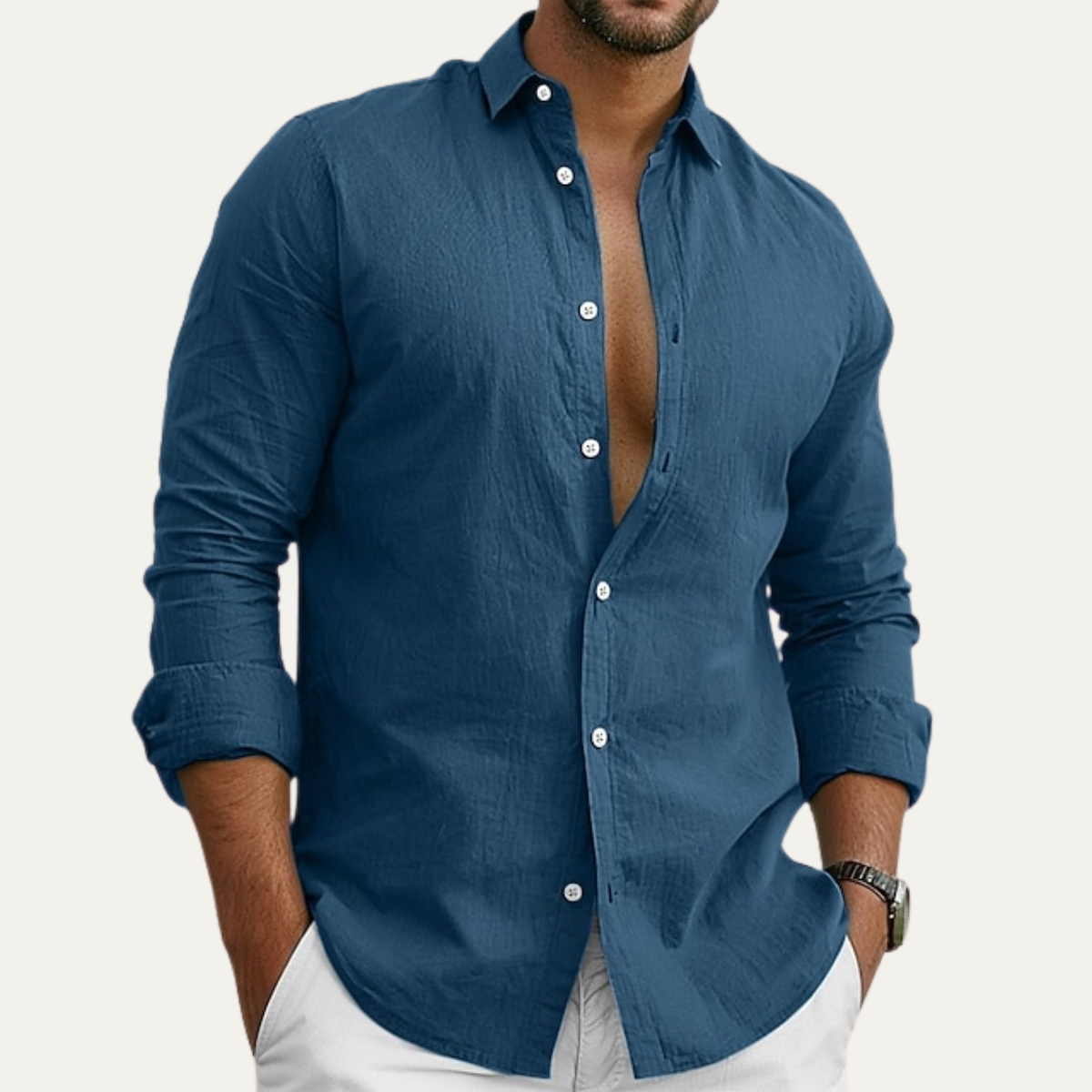 The Oristano Men’s Cotton Linen Button-Up Summer Shirt