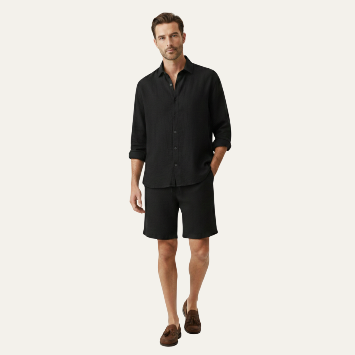The Brighton Men’s Relaxed Oversized Linen Button-Up Shirt