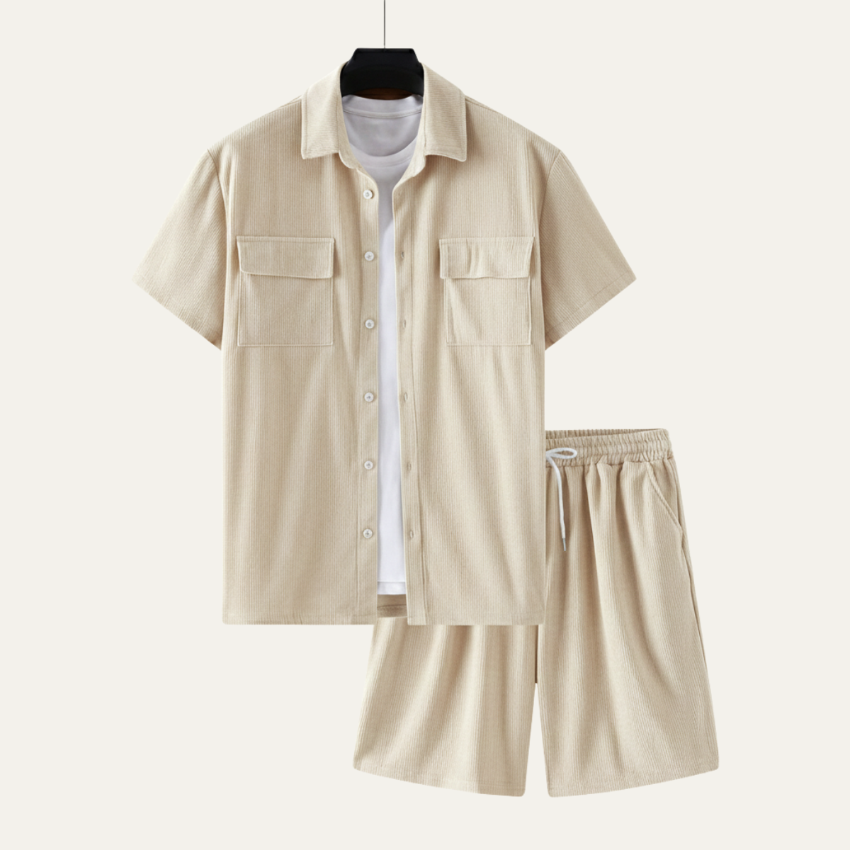 The Ridgecrest Park Men’s Corduroy Casual Summer Set – Shirt & Shorts