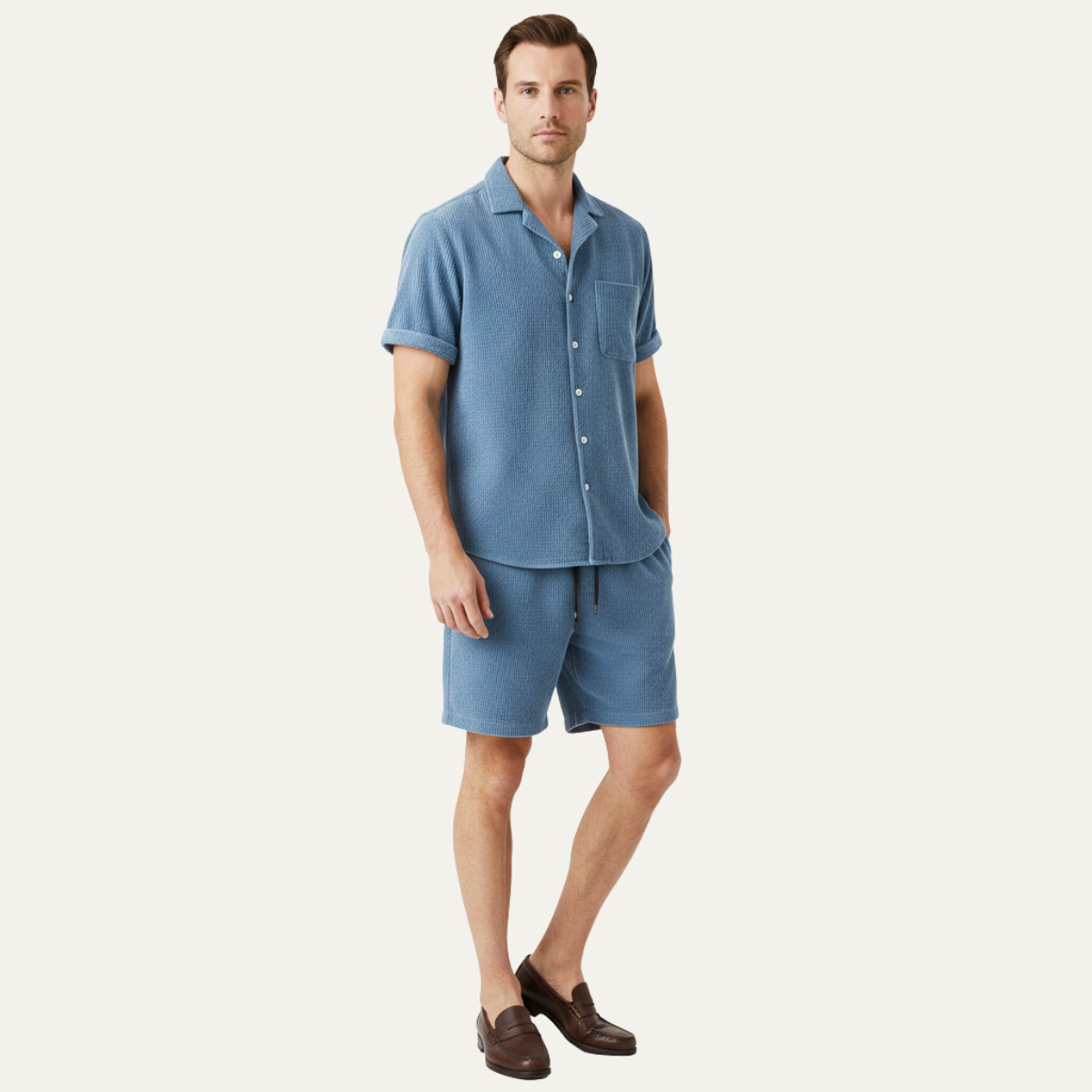 The Yorkminster Men’s Corduroy Summer Set – Shirt & Shorts