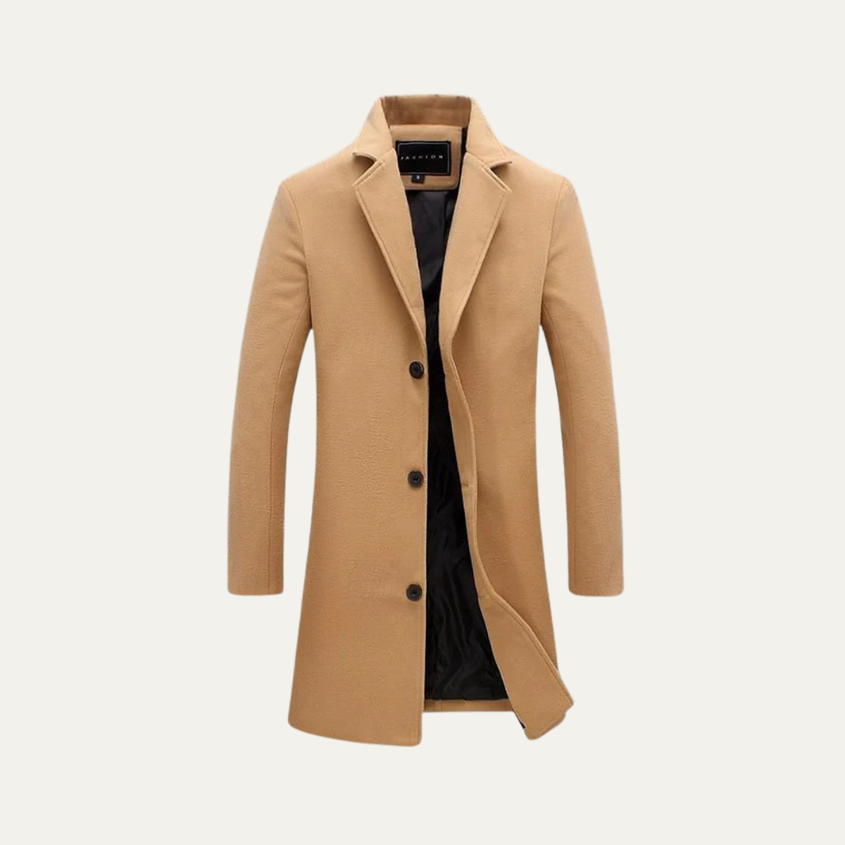 The Paignton Men's Elegant Minimal Camel Single Breasted Wool Coat