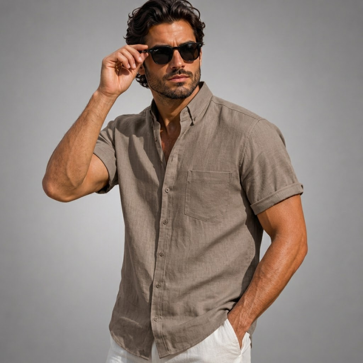 The Creststone Men’s Casual Cotton Summer Beach Shirt