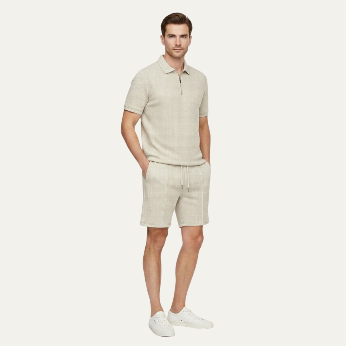 The Oakfield Park Men’s Solid Colour Casual Summer Set – Shirt & Shorts Set