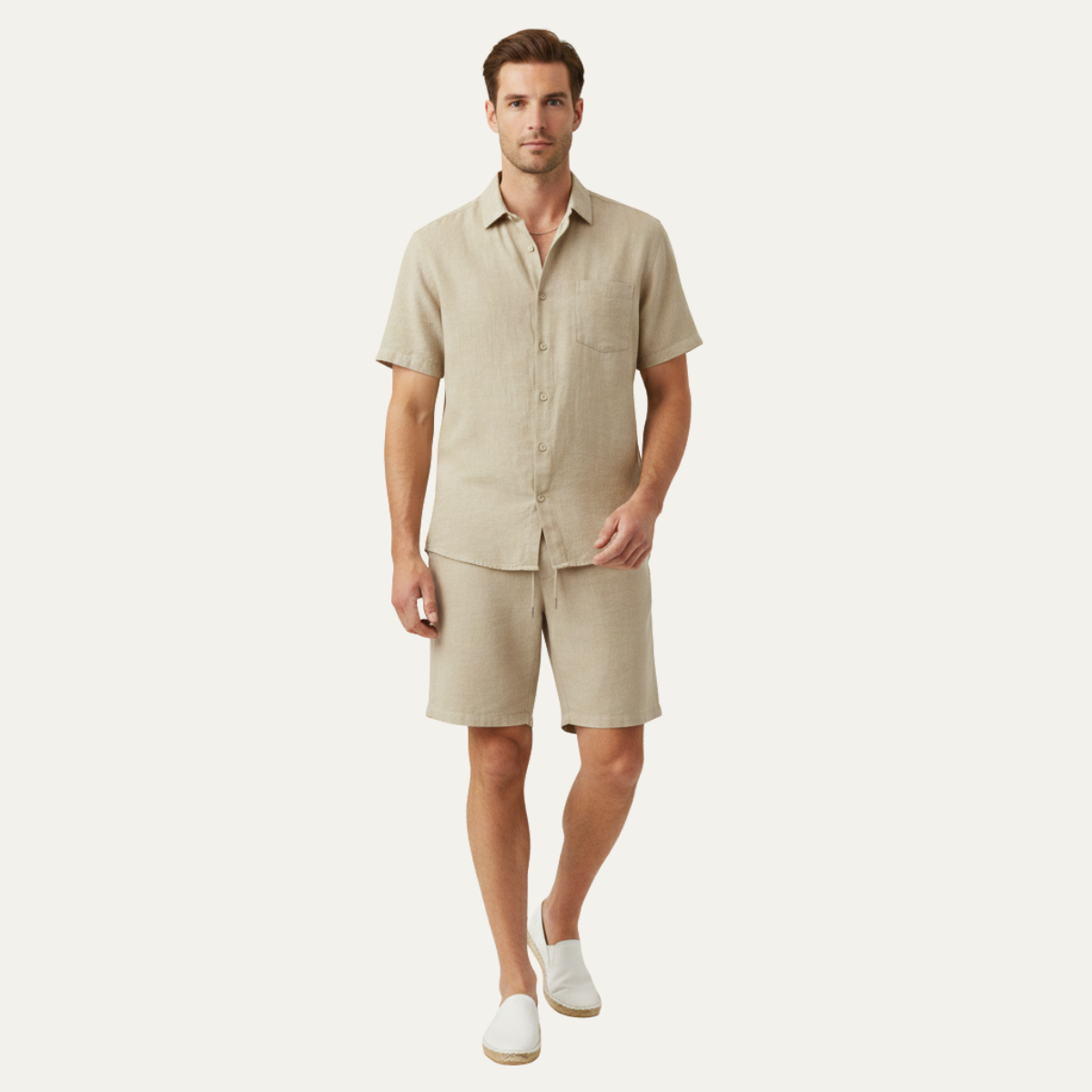 The Glenhill Men’s Lightweight Summer Linen Set – Shirt & Shorts