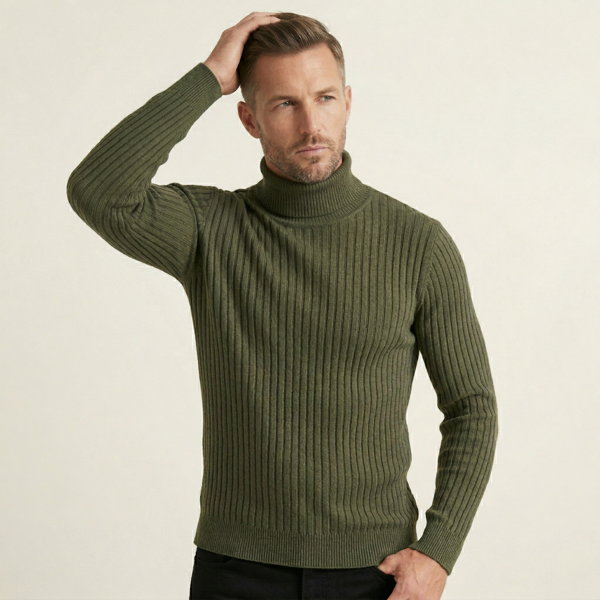 The Tavolara Men’s Slim Fit Turtleneck Ribbed Knit Sweater