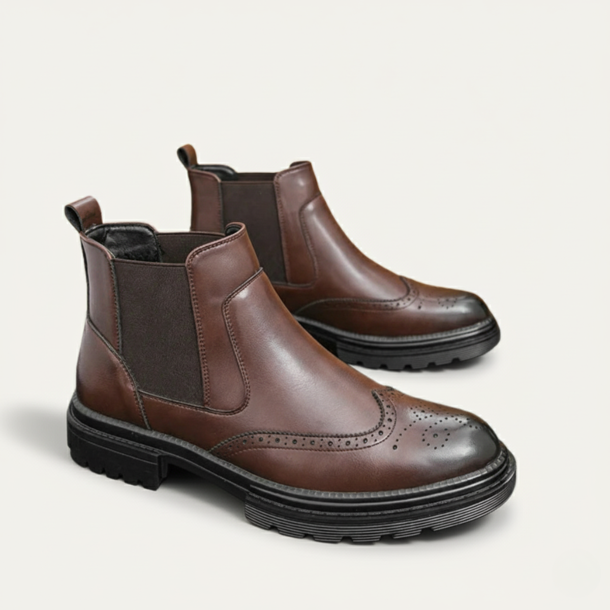The Eastbourne Men's Smart Brogue Leather Chelsea Boots