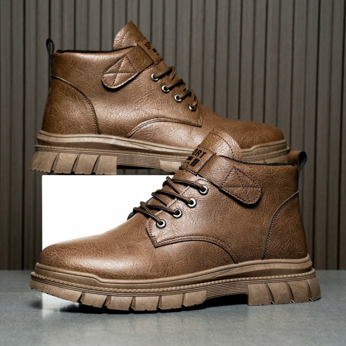 The Brookhaven Ridge Men’s Leather Rugged Lace Up Outdoor Ankle Boots