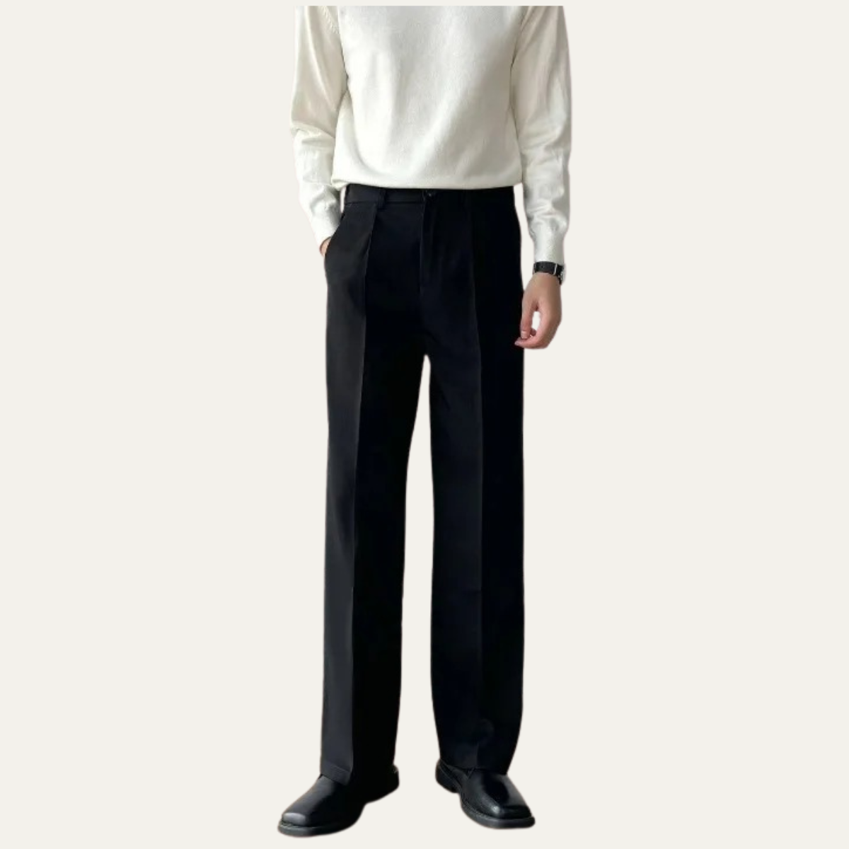 The Ridgebury Men’s Black Pleated Wide Leg Dress Pants