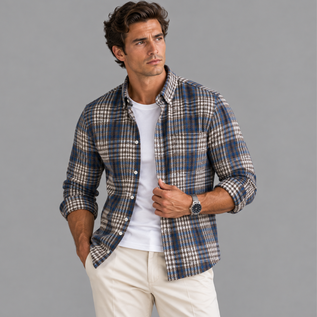 The Cuneo Men’s Plaid Lightweight Flannel Shirt