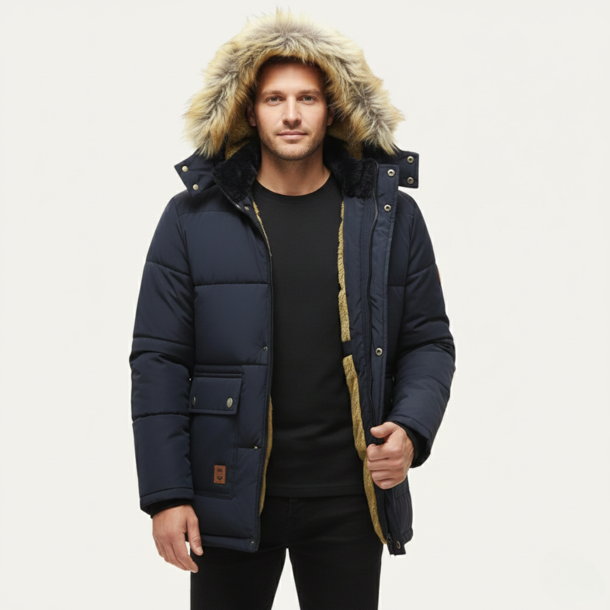 The Napoli Men’s Windproof Fleece Lined Hooded Winter Jacket