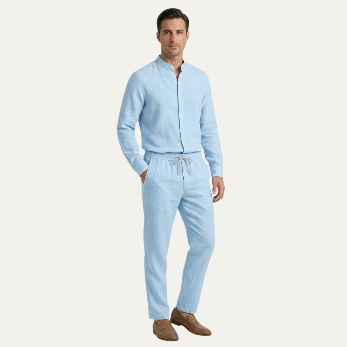 The Cedarbrook Men’s Trendy Cotton Linen Set – Shirt & Pants