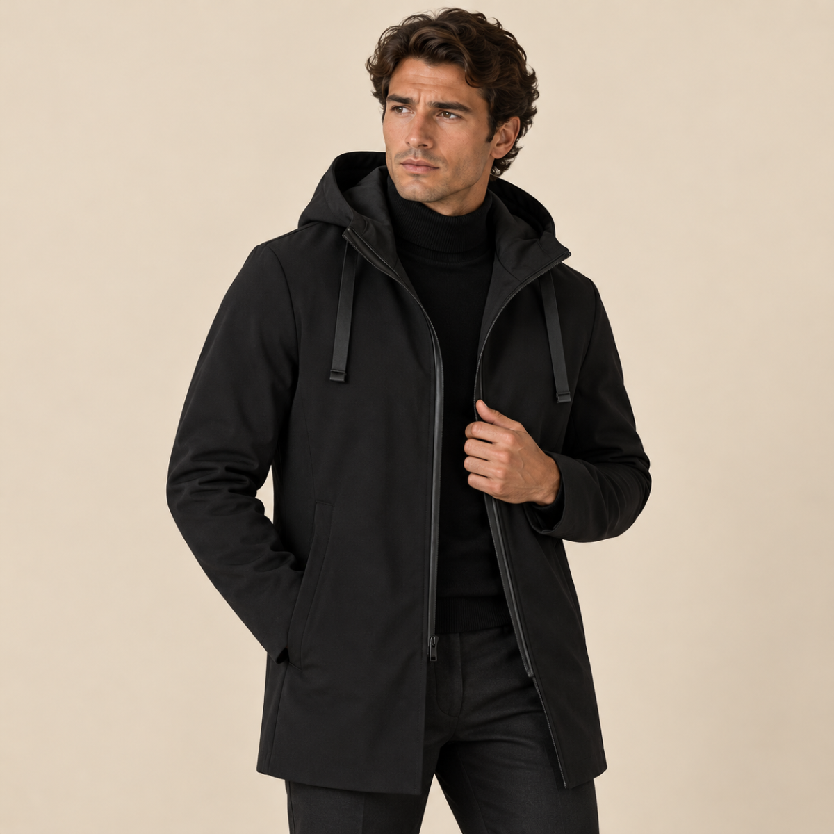 The Monarchs Men's Long Rain Jacket – Waterproof Windproof Hooded Coat