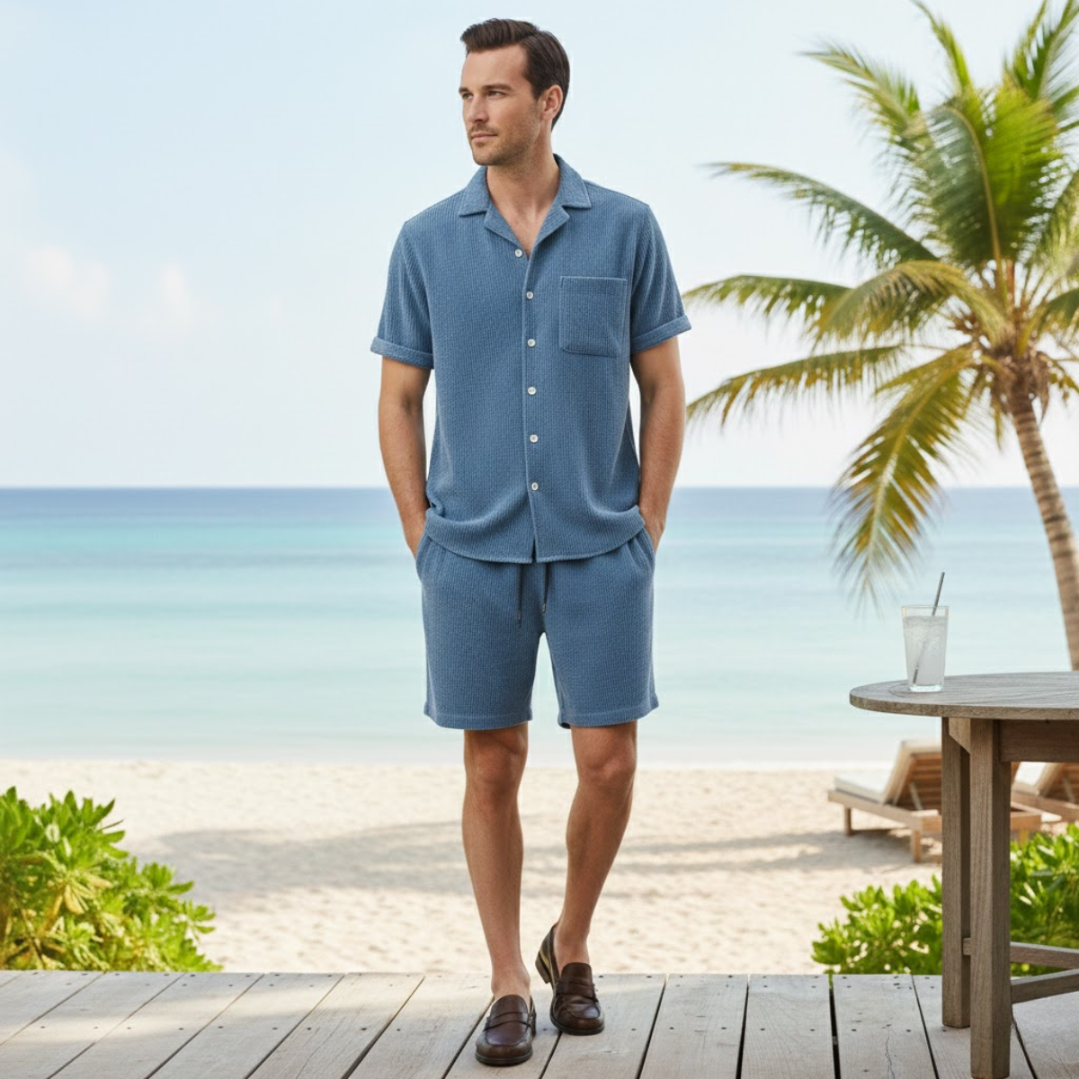 The Yorkminster Men’s Corduroy Summer Set – Shirt & Shorts