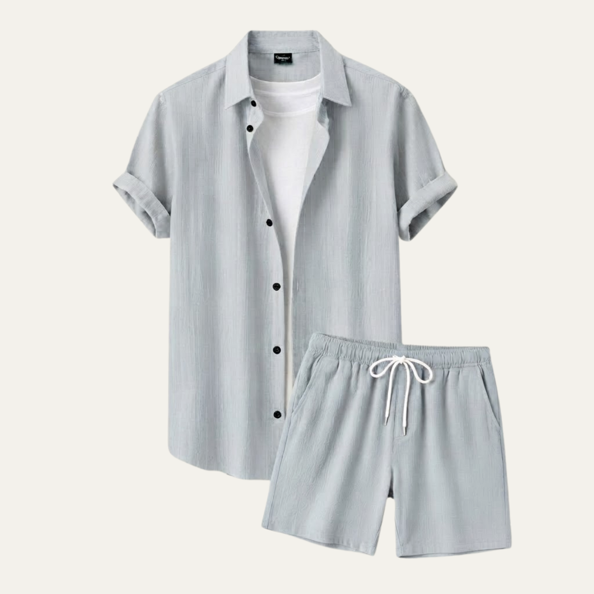 The Hillcrest Park Men’s Casual Co-Ord Set – Button-Up Shirt & Drawstring Shorts