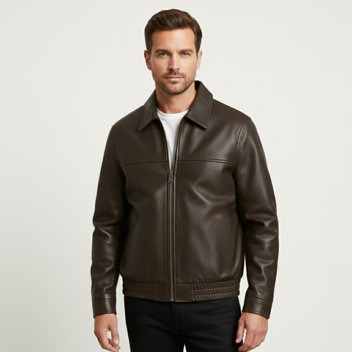 The Chianti Men’s Classic Zip Biker Leather Jacket