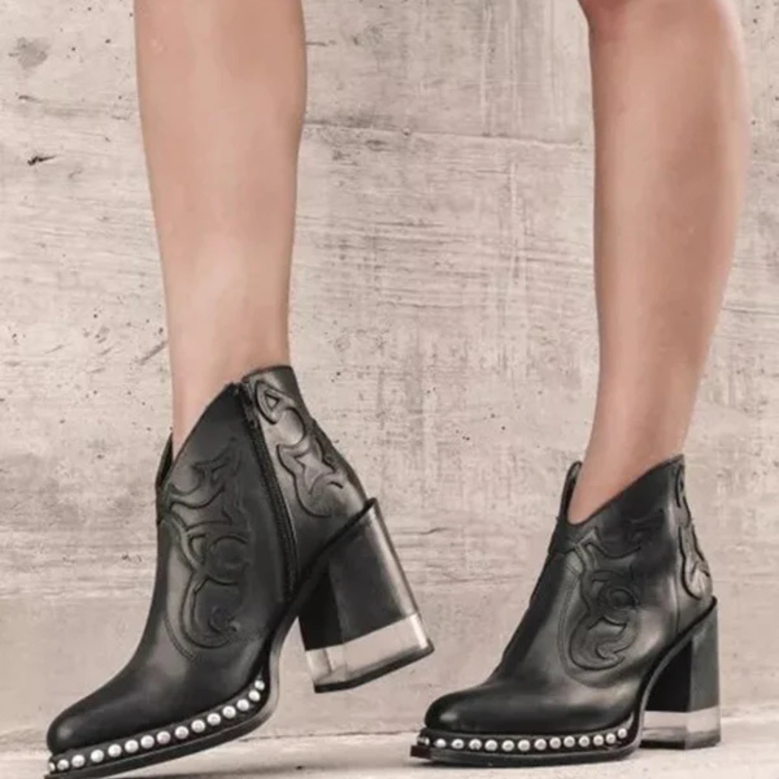 Women’s Western Cowboy Ankle Boots – Embroidered Block Heel Booties