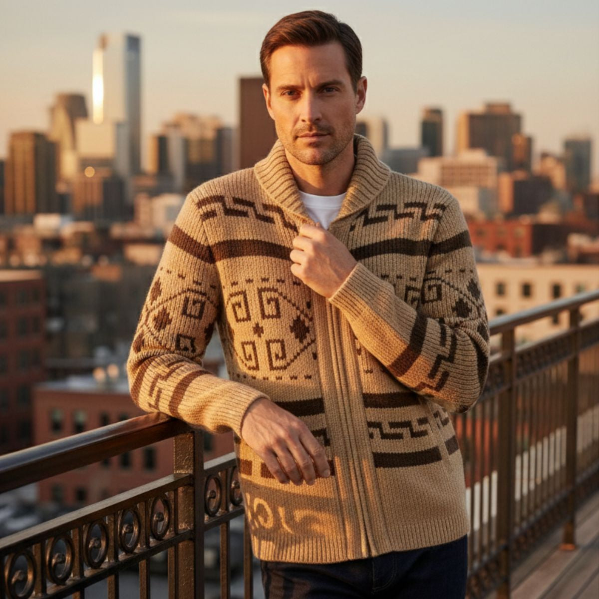 The Orvieto Men’s Vintage Thick Winter Shawl Collar Knit Cardigan