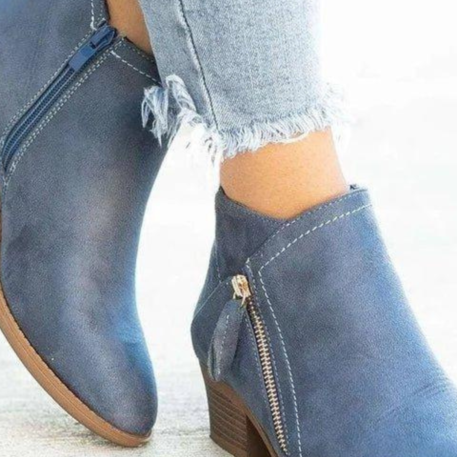 Women’s Western Ankle Boots – Side Zip Block Heel Booties