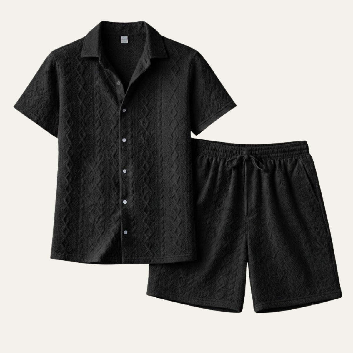 The Meadowridge Men’s Textured Summer Co-Ord Set Shirt & Shorts