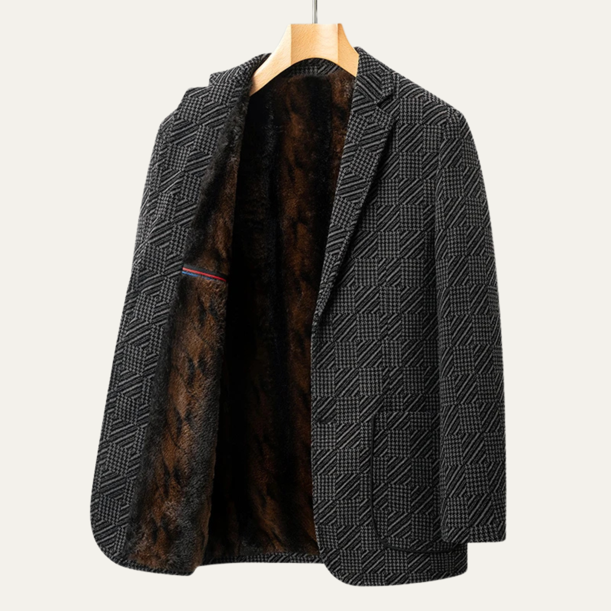 The Mandello Men’s Business Chenille Winter Blazer with Soft Fur Lining