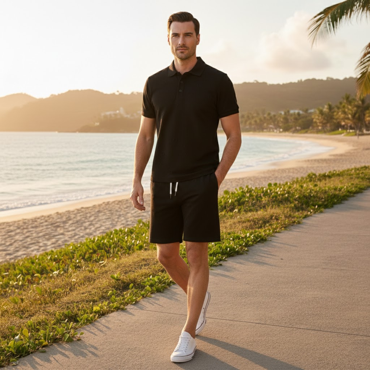 The Silverwood Men’s Lightweight Beachwear Set – Shirt & Shorts Set