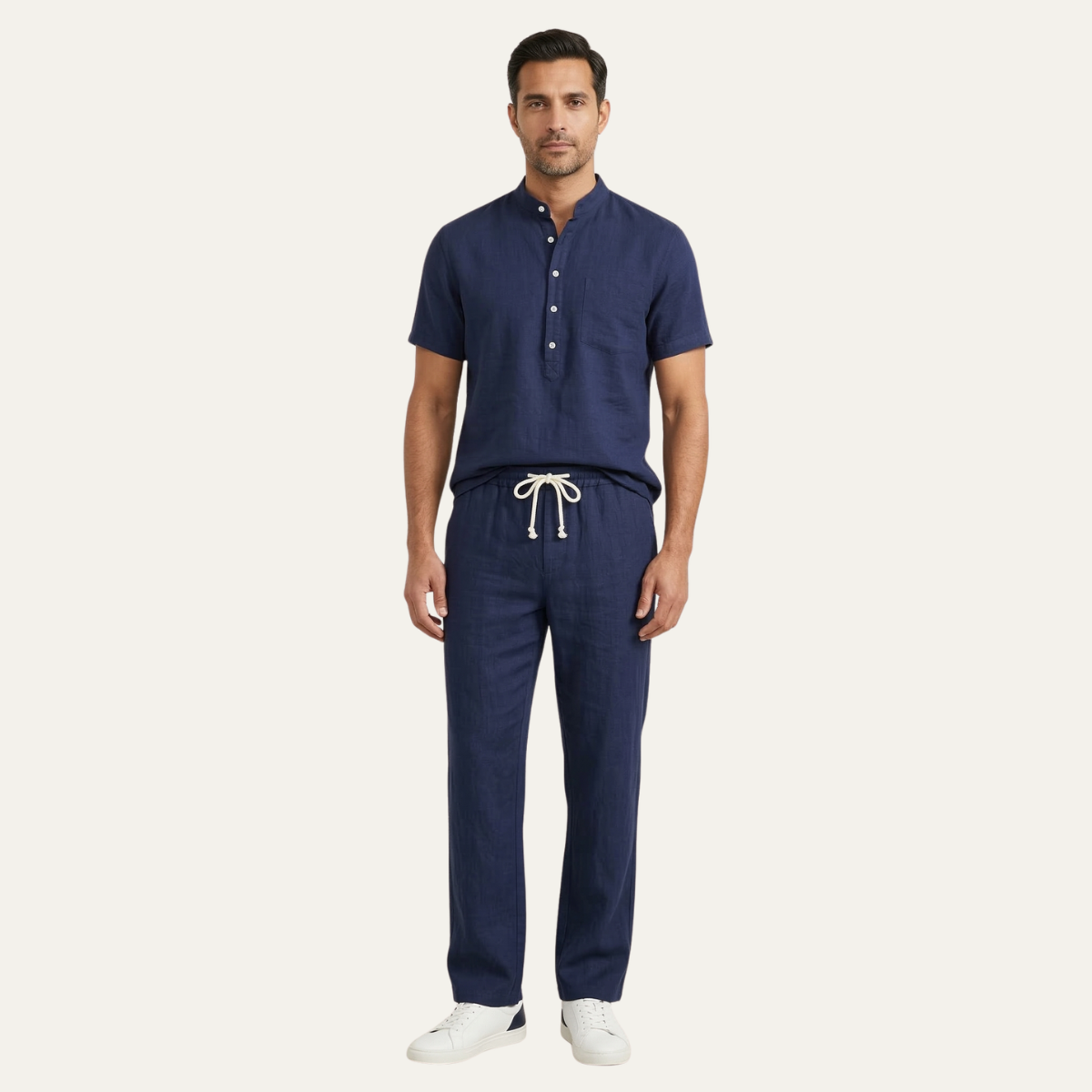 The Meadowhill Ridge Men’s Lightweight Cotton Linen Set Polo – Shirt & Pants