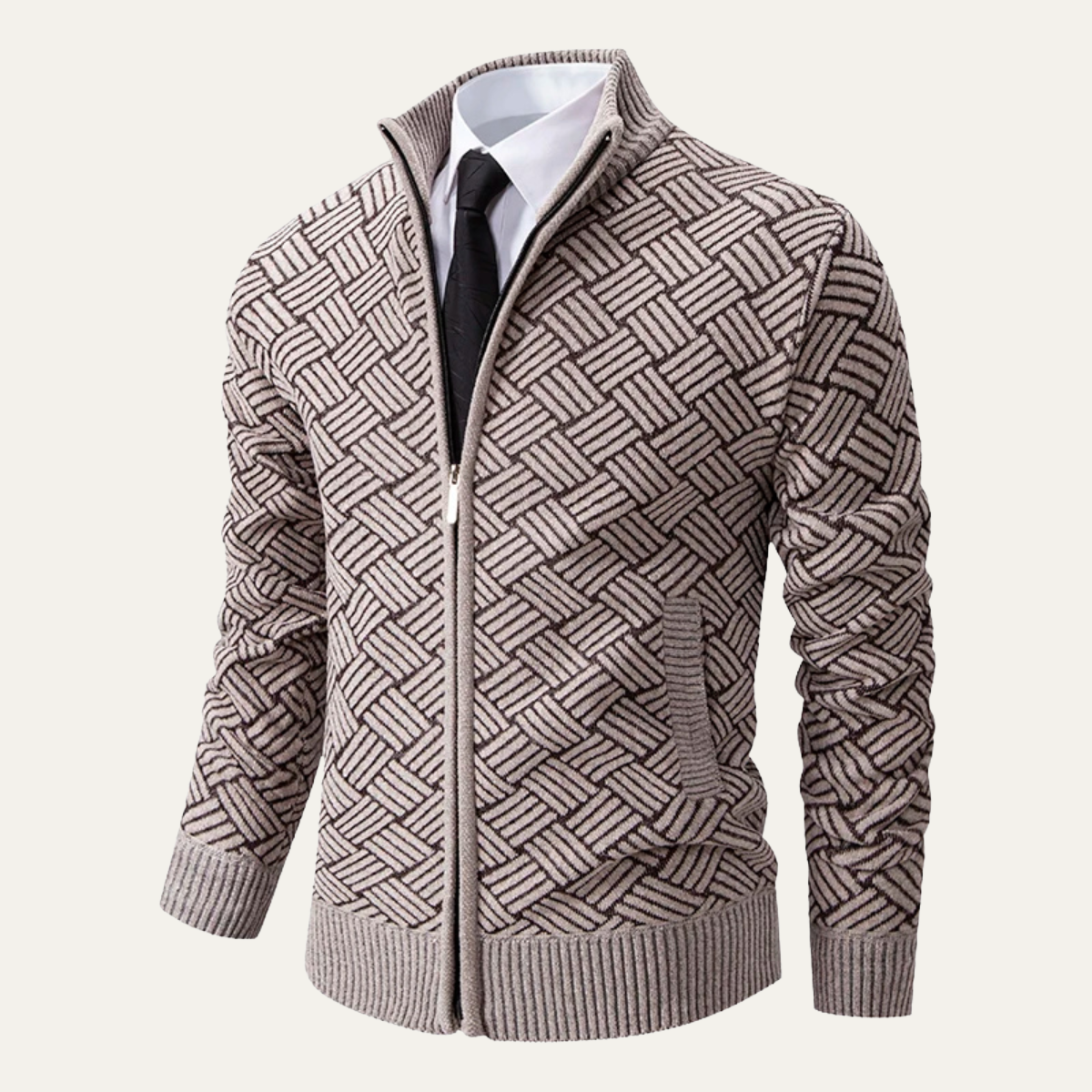 The Brackenridge Men’s  Warm Fleece Lined Thick Knitted Full Zip Jacket