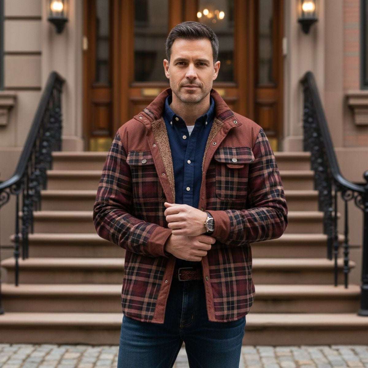 The Gallipoli Men’s Warm Winter Plaid Check Jacket