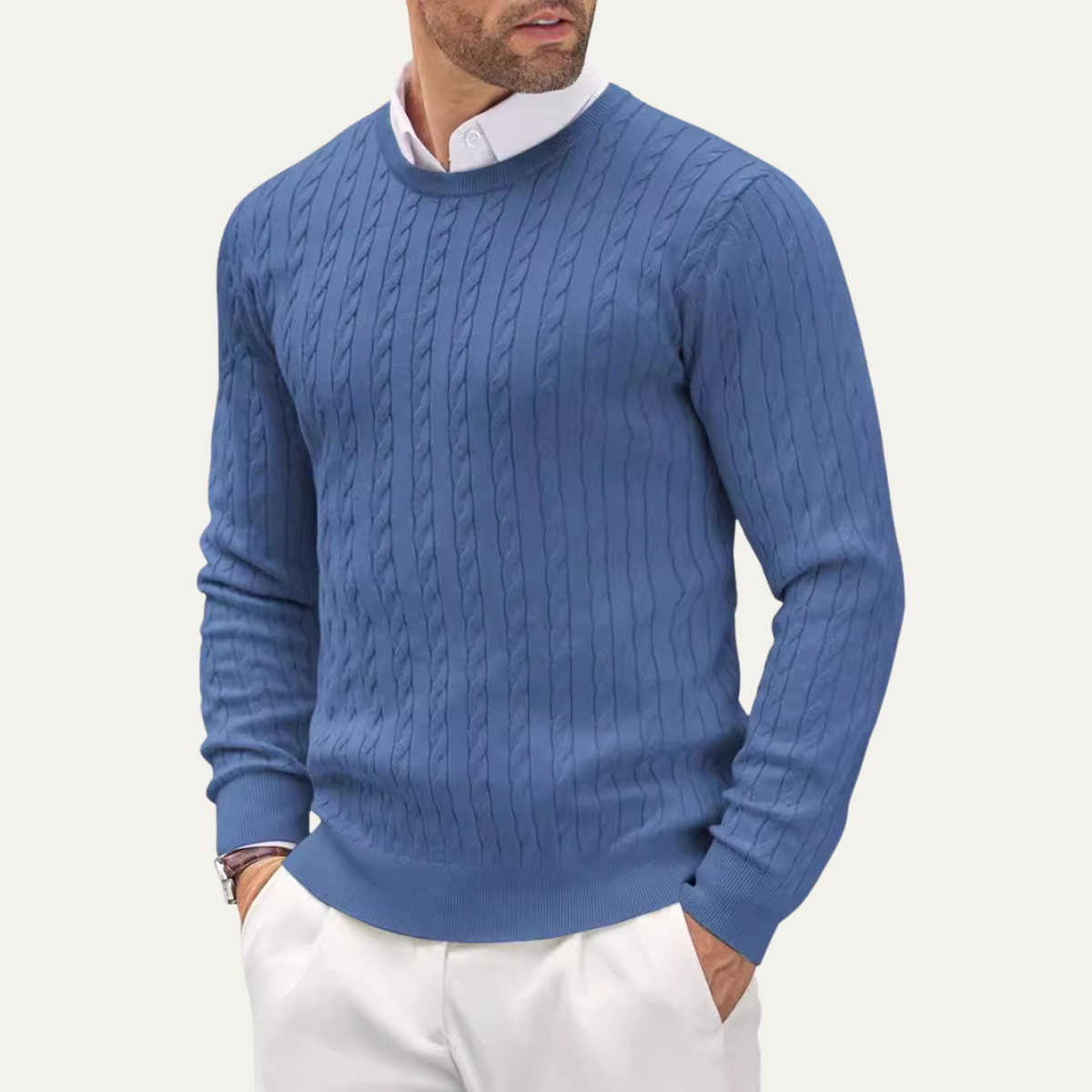 The Ashmont Ridge Men’s Cable Knit Soft Warm Winter Round Neck Sweater