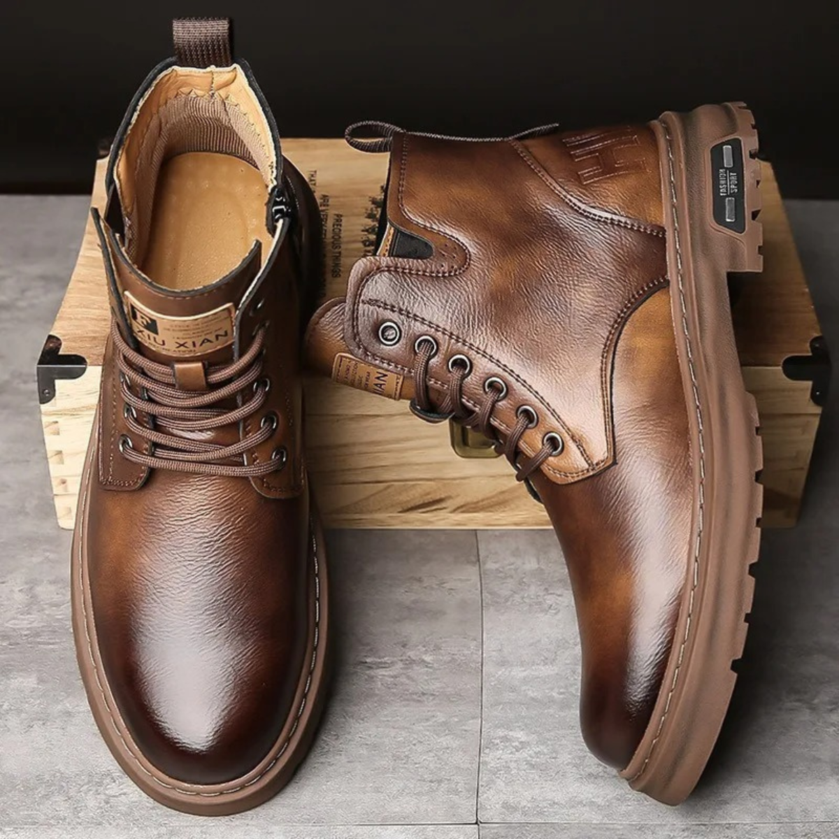 The Lipari Men’s Durable Non Slip Leather Ankle Boots