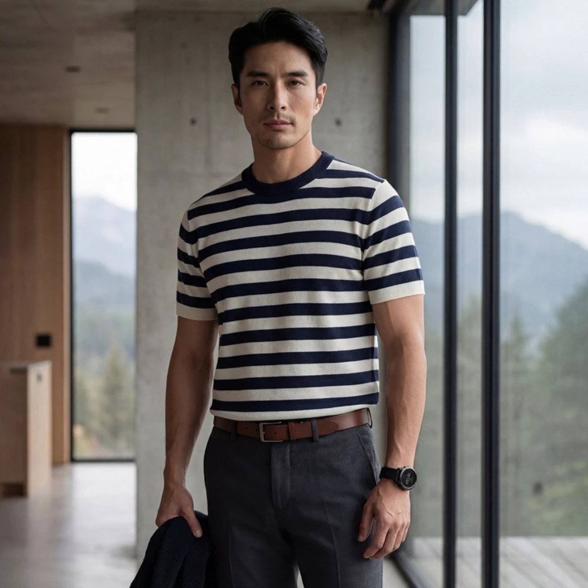 The Porto Cesareo Men’s Striped Cashmere Knit T-Shirt