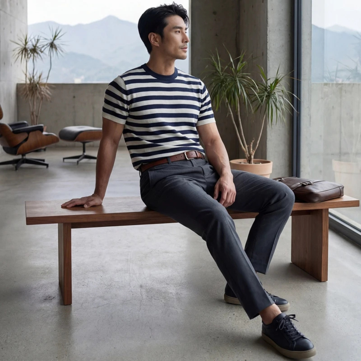 The Porto Cesareo Men’s Striped Cashmere Knit T-Shirt