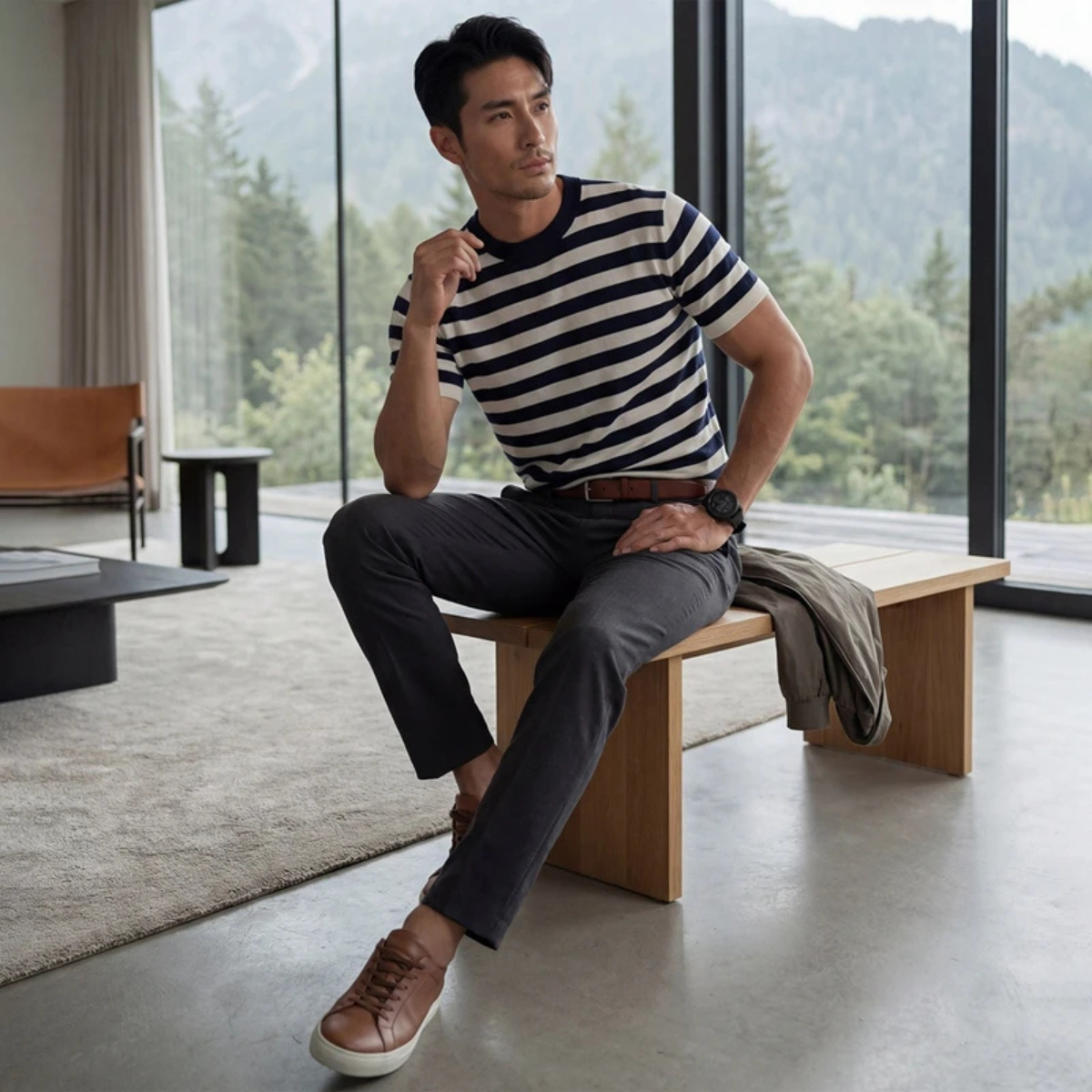 The Porto Cesareo Men’s Striped Cashmere Knit T-Shirt