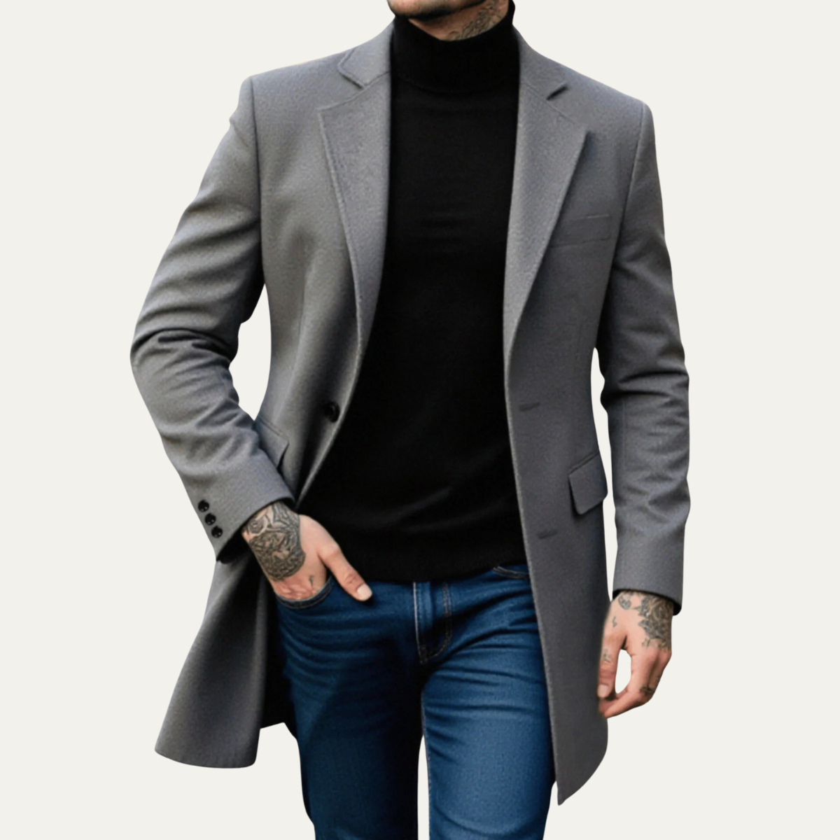 The Pavia Men’s Textured Thickened Wool Long Winter Coat