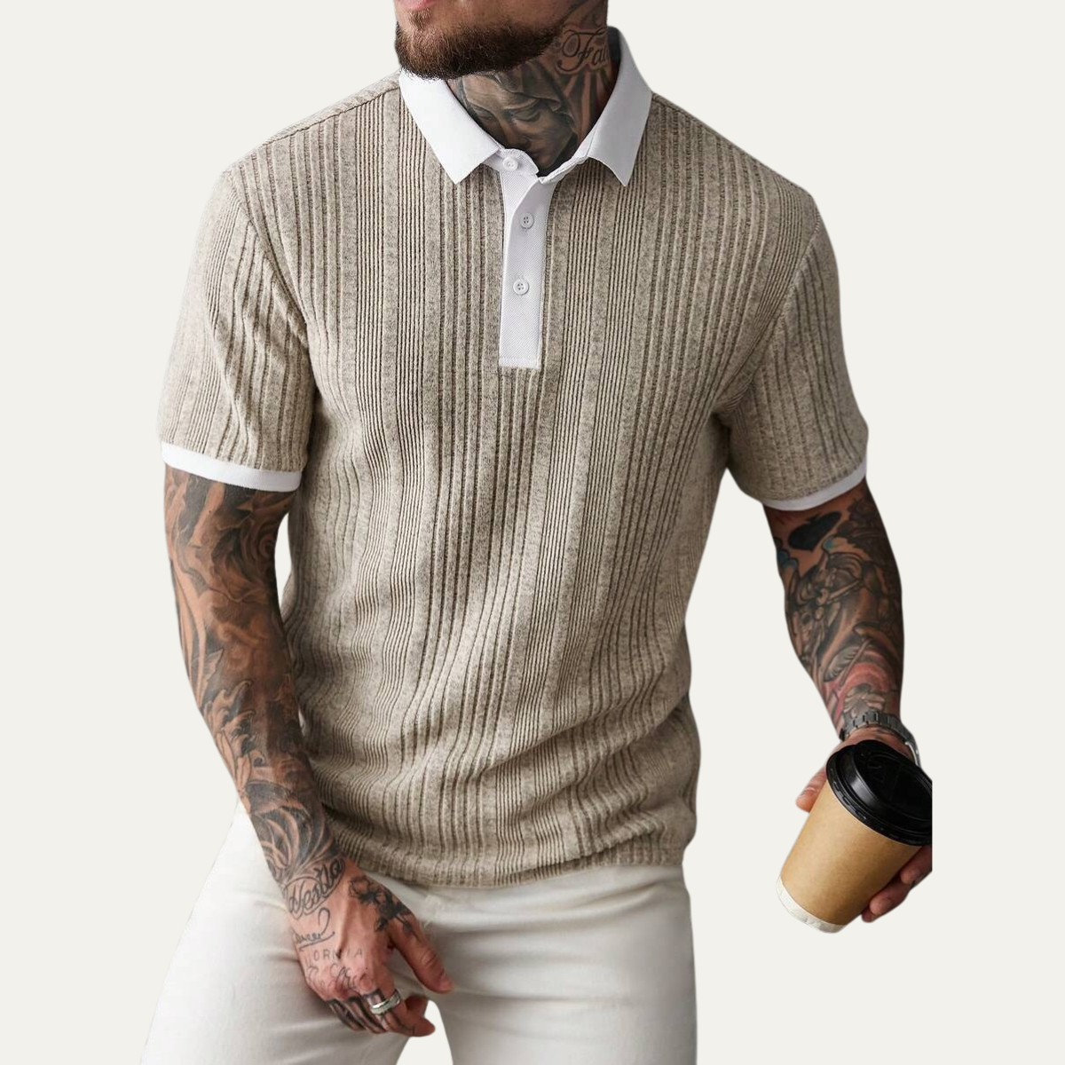 The Glenfall Ridge Men’s Ribbed Knit Casual Polo Shirt