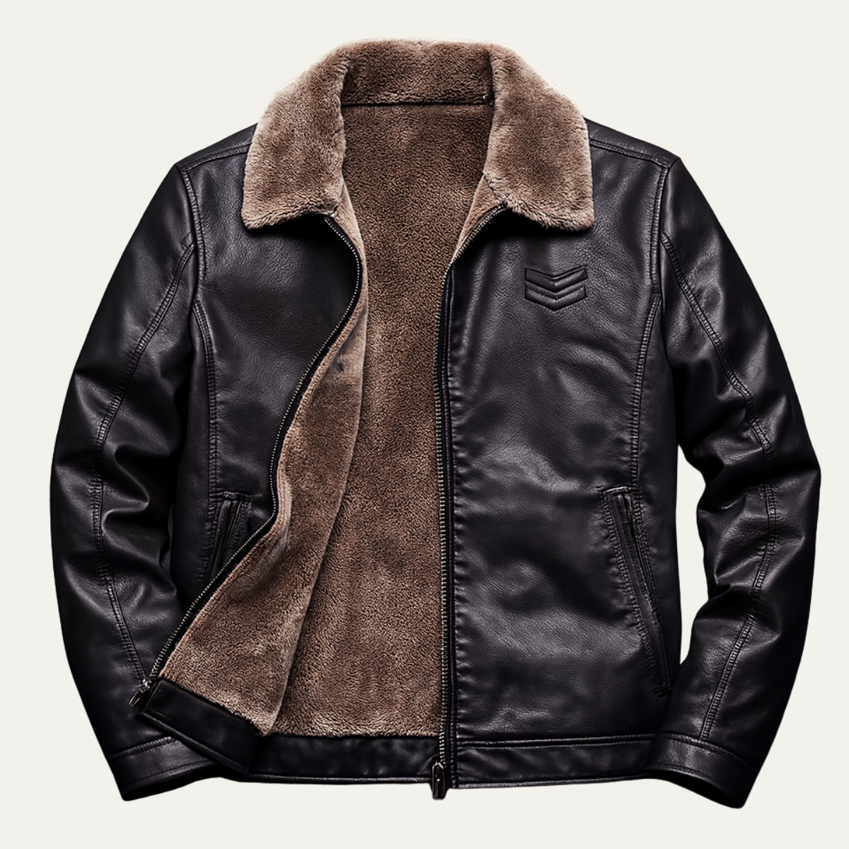 The Menton Men’s Winter Fleece Lined Leather Shearling Jacket