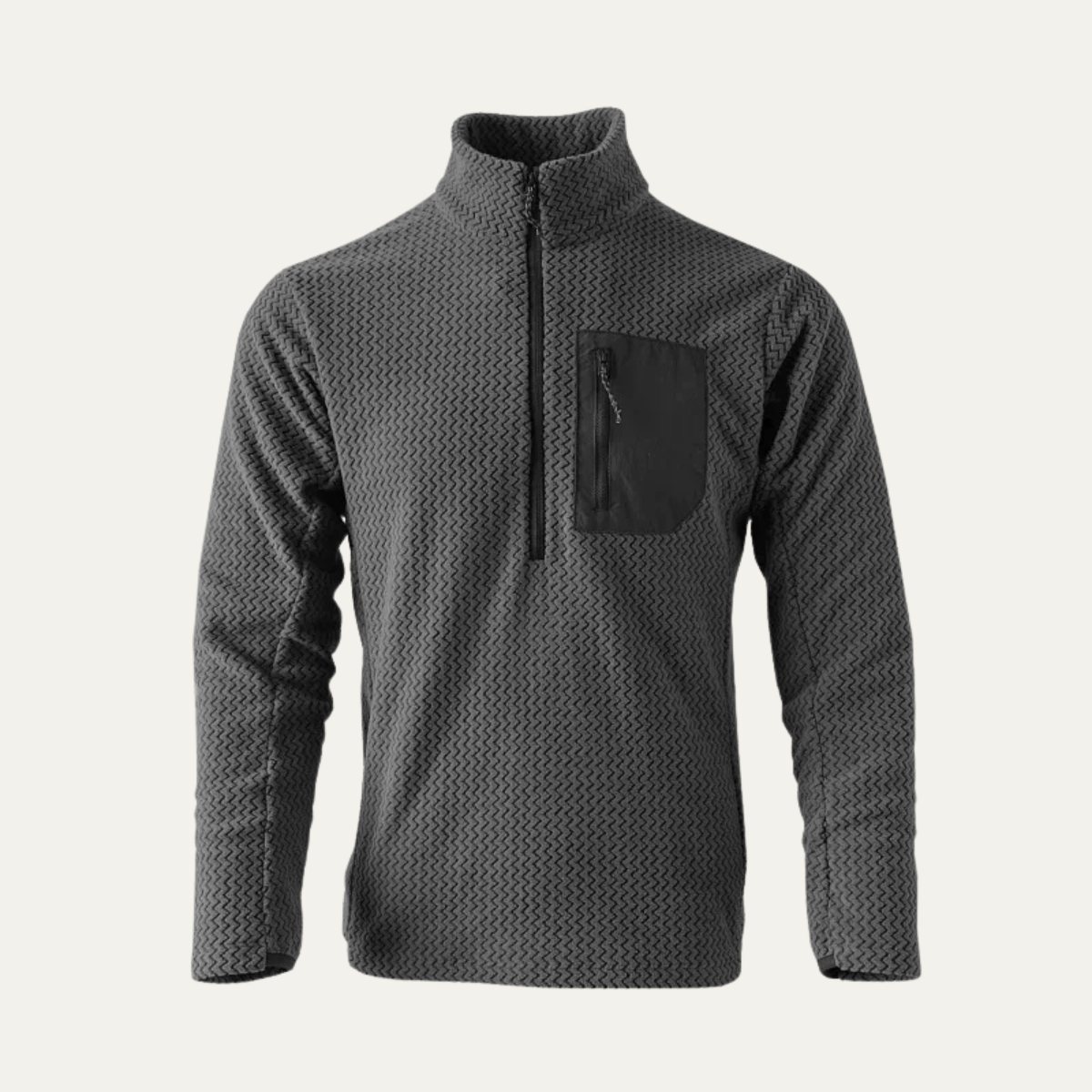 The Positano Men’s Textured Fleece Half Zip Sweater with Zip Chest Pocket