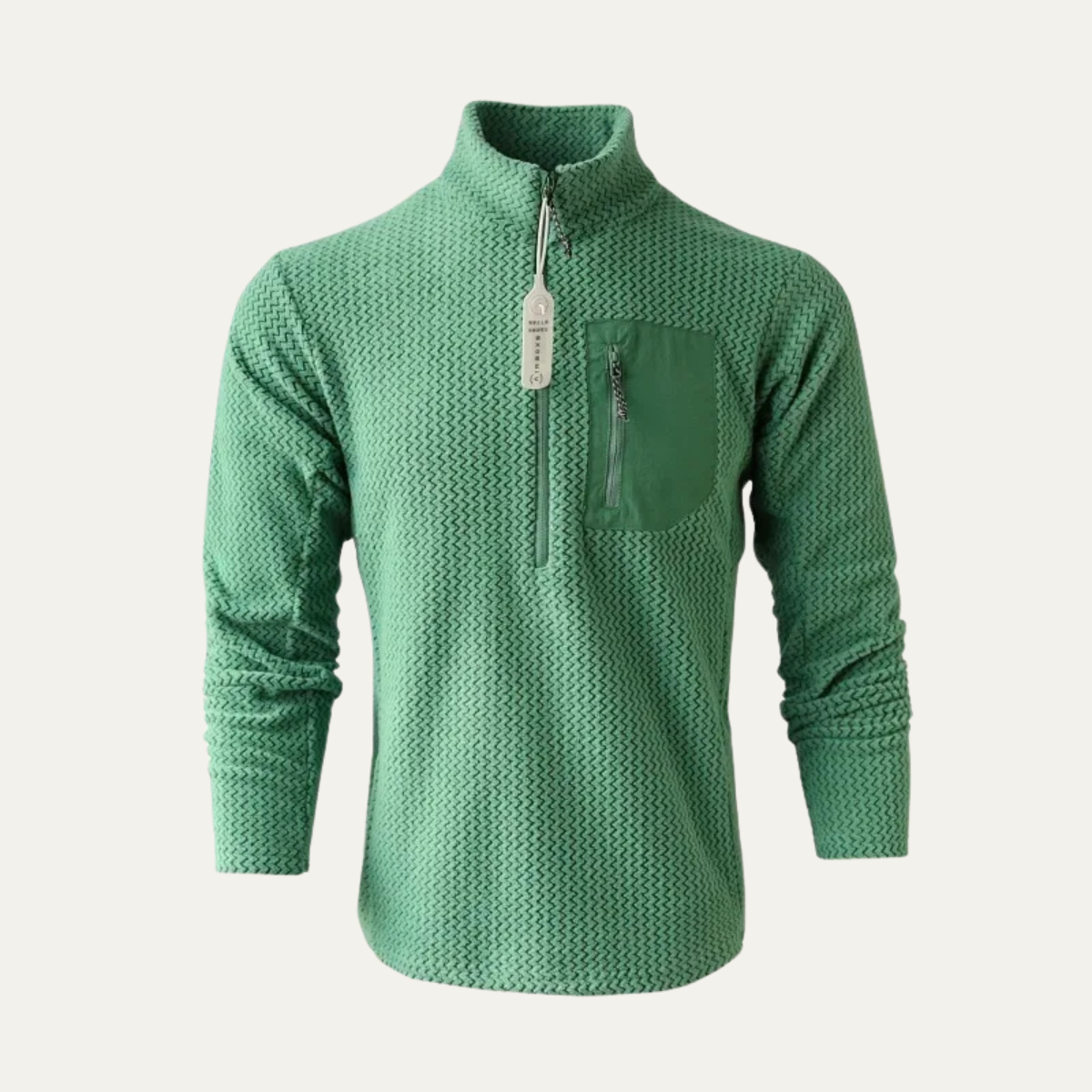 The Positano Men’s Textured Fleece Half Zip Sweater with Zip Chest Pocket