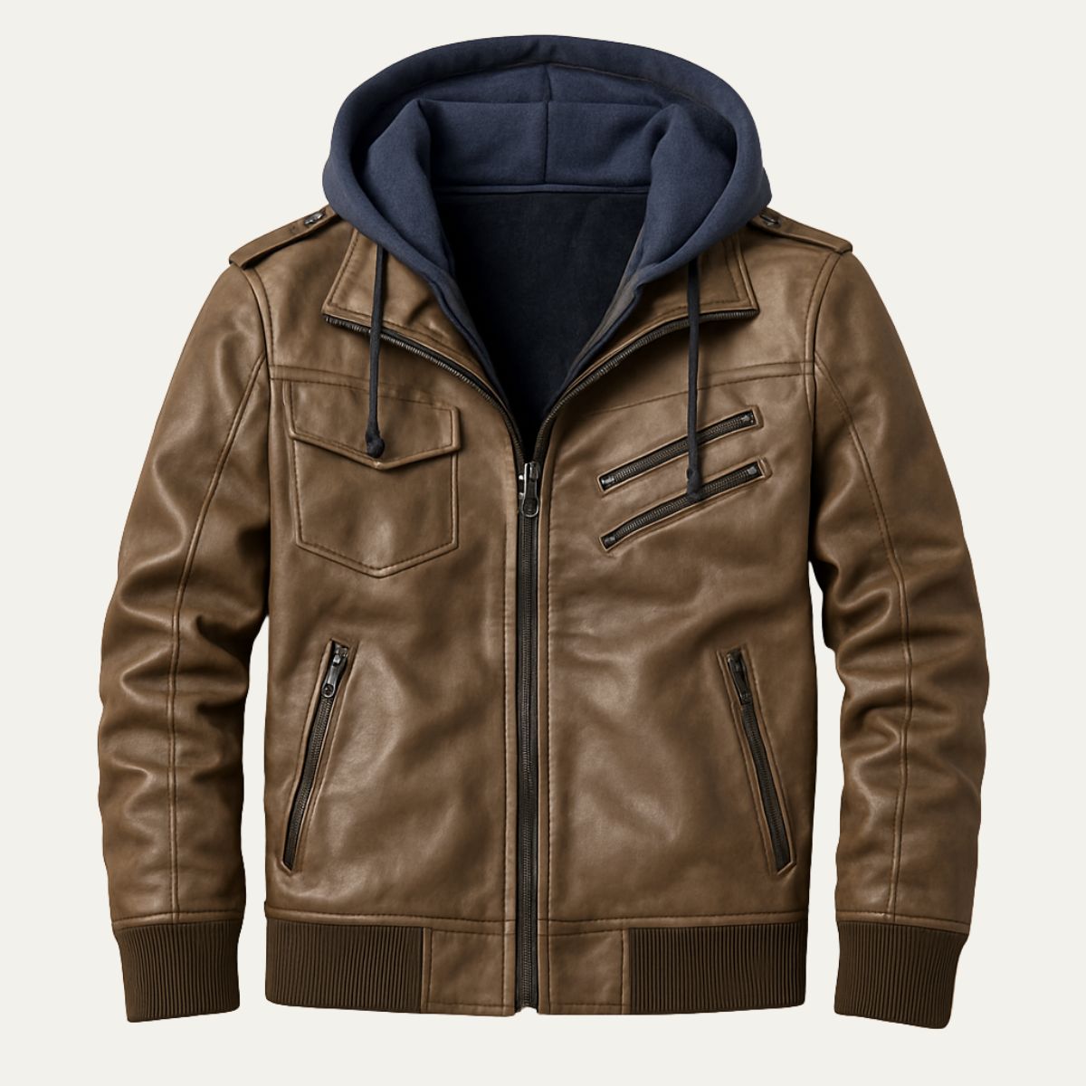 The Palermo Leather Bomber Jacket – Men’s Hooded Classic Style