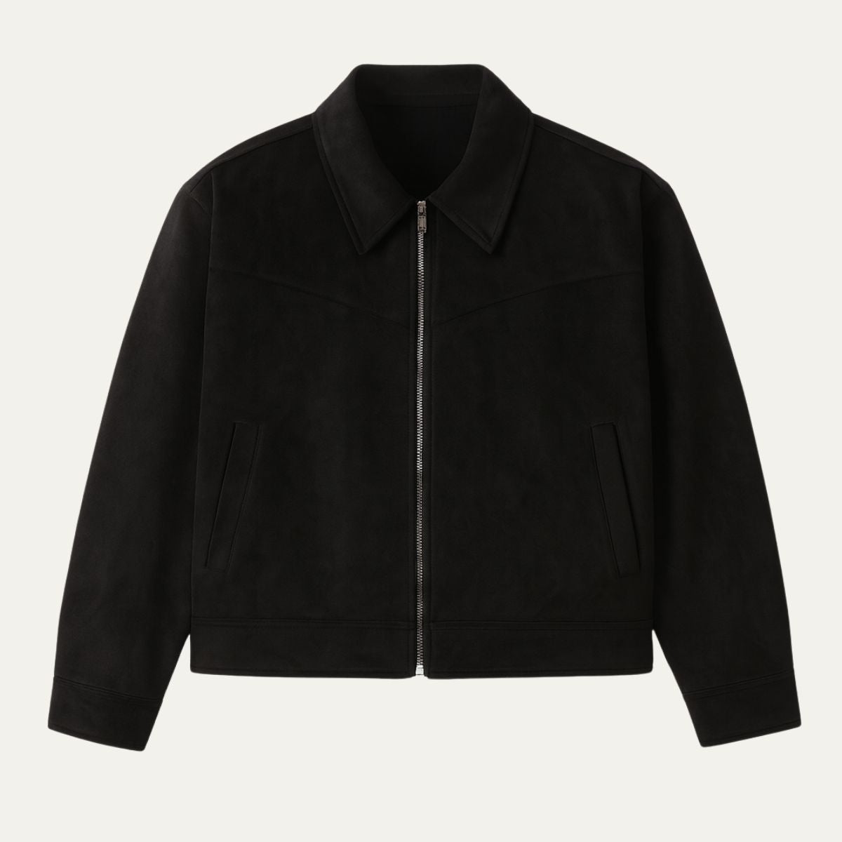 Men's Suede Leather Jacket Brown Collared Zip Up