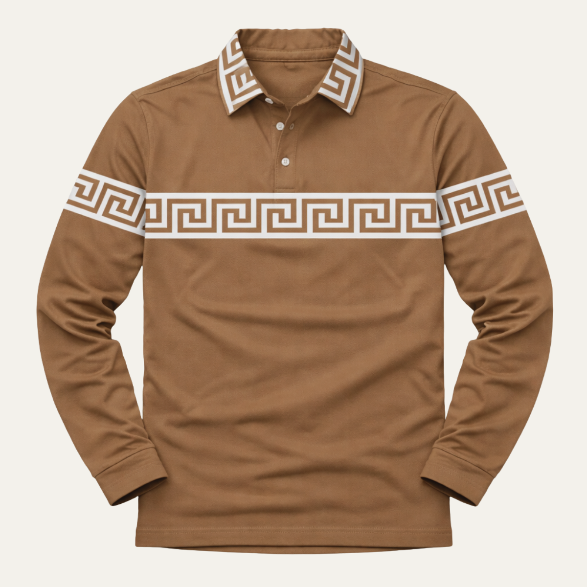 The Canazei Men’s Greek Key Print Casual Lightweight Polo Shirt