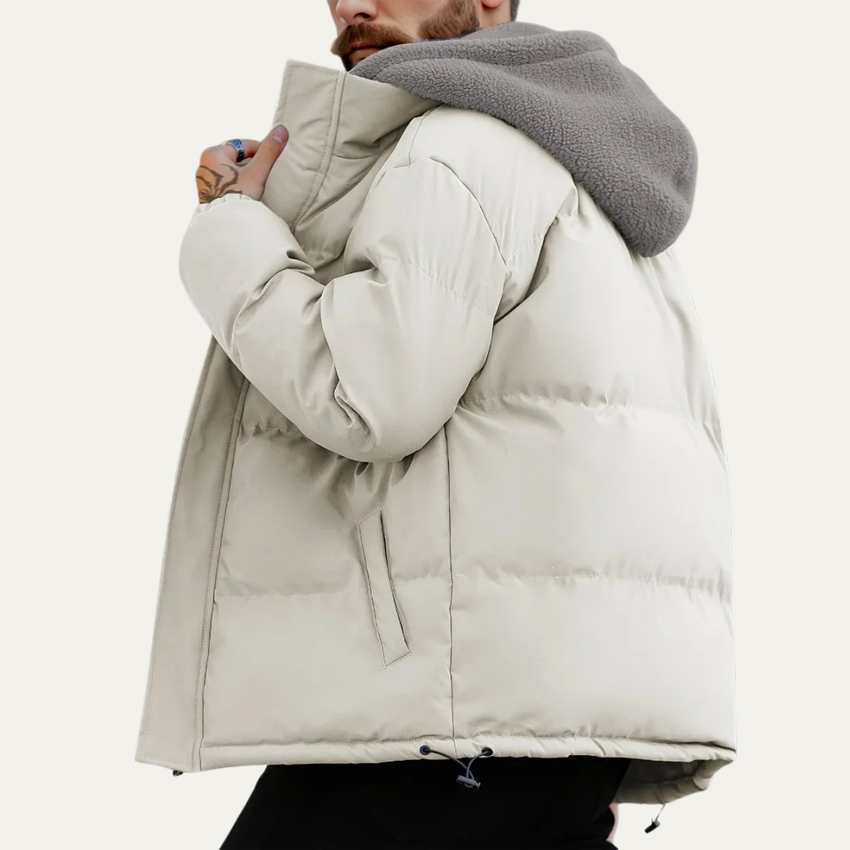 The Kirkwall Men’s Hooded Zip Up Puffer Jacket with Teddy Lining