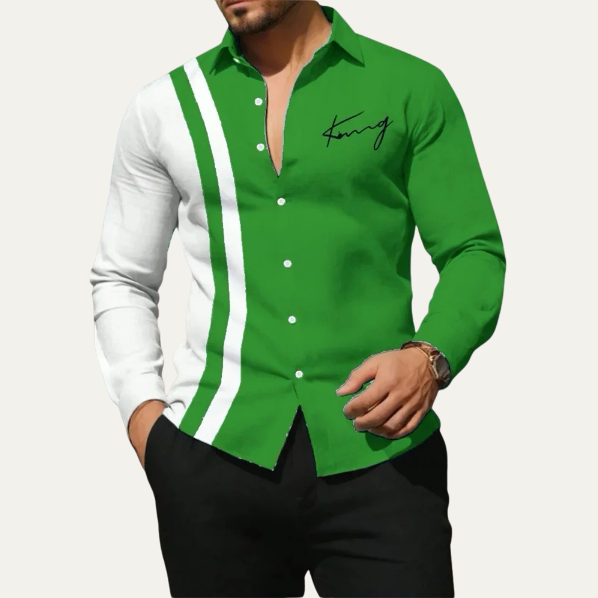 The Bellagio Men’s Lightweight Colour Block Striped Dress Shirt