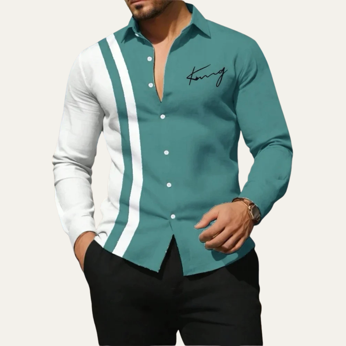 The Bellagio Men’s Lightweight Colour Block Striped Dress Shirt