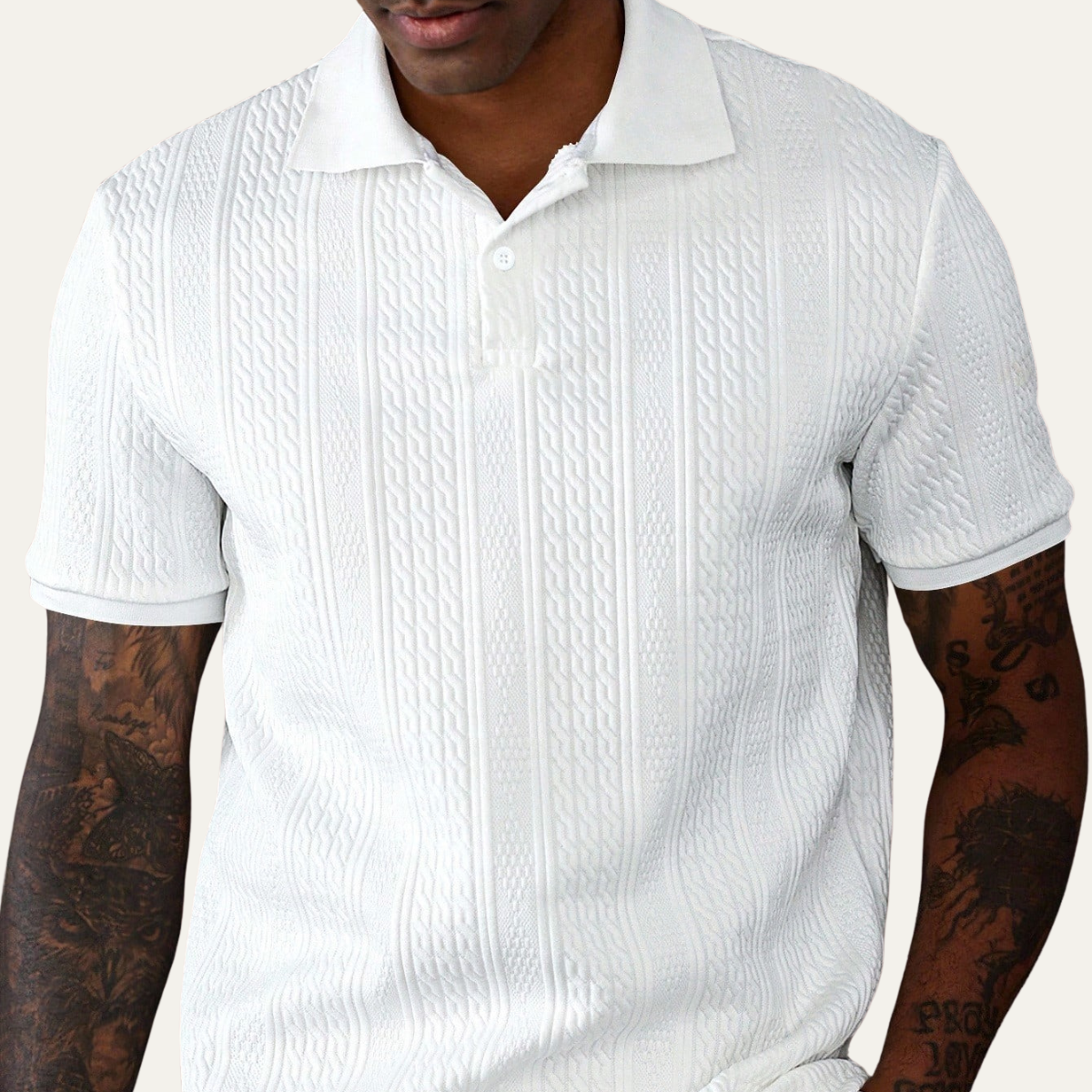The Stonebrook Ridge Men’s Classic Textured Polo Shirt – White