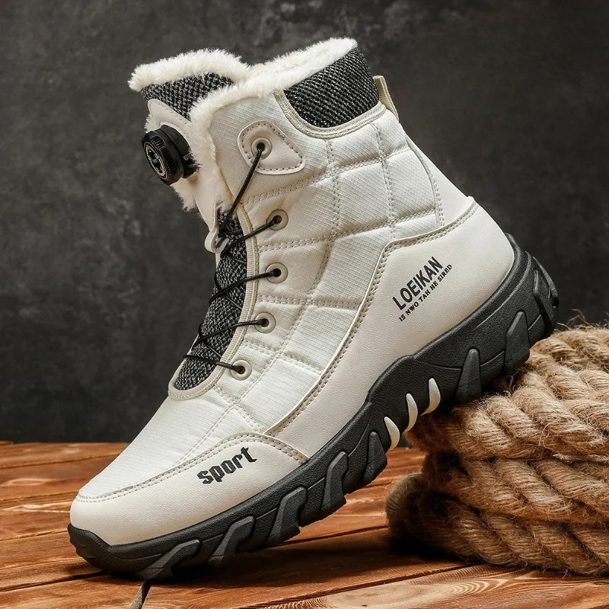 The Tivoli Men’s Warm Fur Lined Waterproof Lace Up Anti Slip Snow Boots