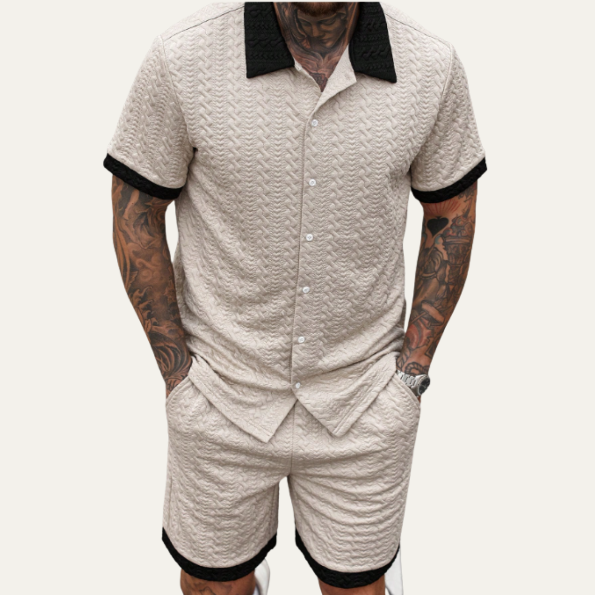 The Willowgate Ridge Men’s Knitted Summer Co-Ord Set Shirt & Shorts