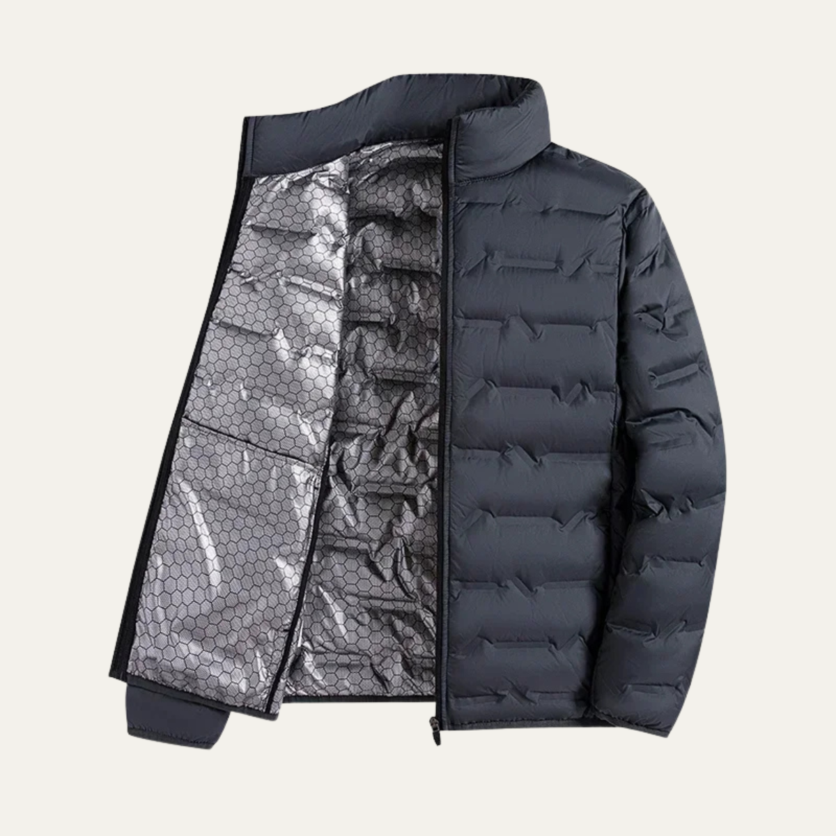 The Fairfax Men’s Heated Down Jacket – Winter Ski Jacket with Thermal Lining – Grey